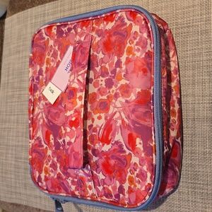 BELK BRAND WOMEN'S PINK & RED FLORAL MAKEUP COSMETIC BAG